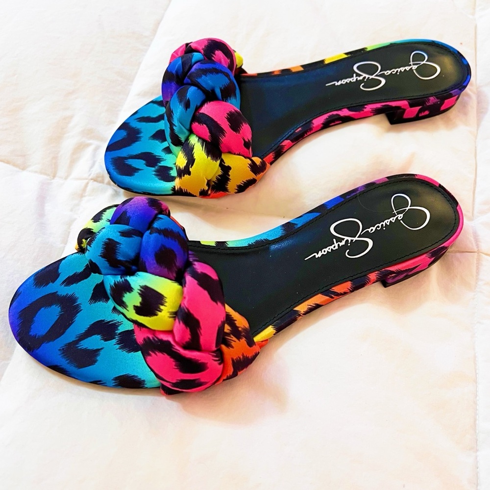 Jessica Simpson Ammiye Braided Slip On Neon Sandals Size 7